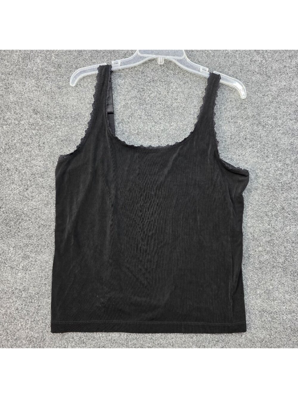 Chico's Lace Trim Cami 3 XL Black Stretch Coquette Gothic Layers Y2K Dark Fairy